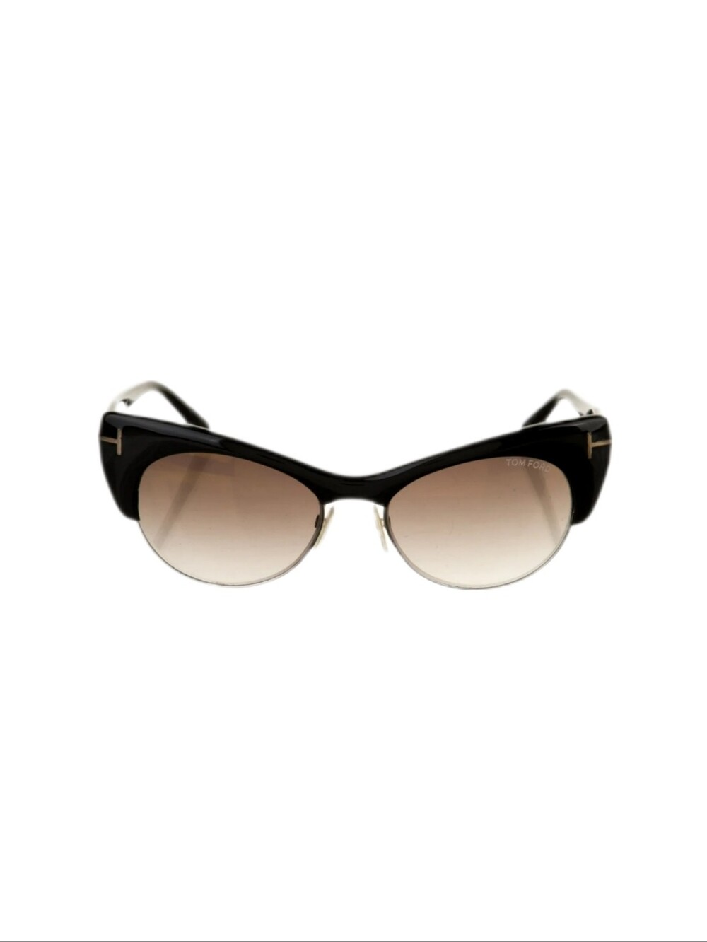 Tom Ford Black Brown Gradient Lenses Gold Accents Womens Sunglasses